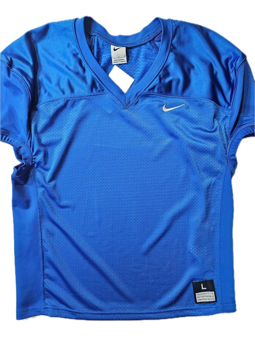 Nike Shirt Mens L Blue V-Neck Mesh Football Athletic Breathable Lightweight